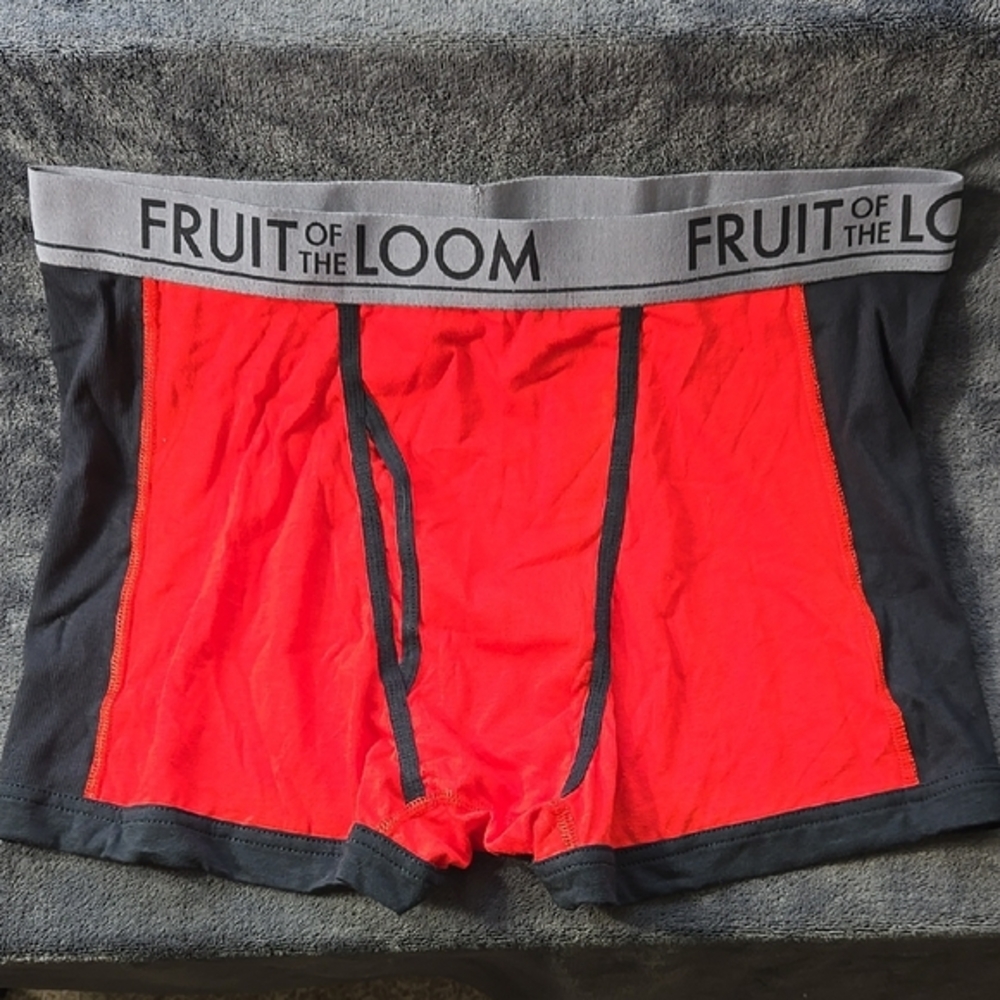 Fruit of the Loom Red Boxer Briefs with Gray Waistband
